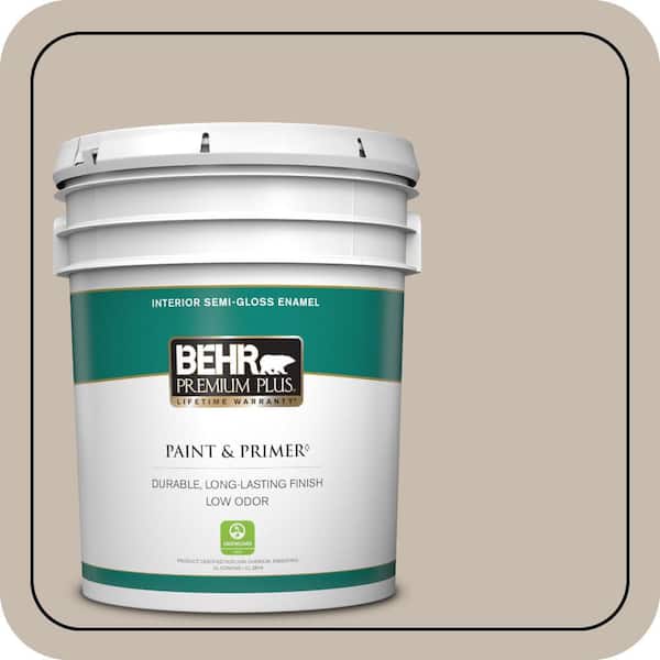 BEHR PREMIUM PLUS 5 gal. #ECC-44-1 Barley Field Semi-Gloss Enamel Low Odor Interior Paint & Primer
