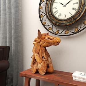 Brown Teak Wood Handmade Horse Sculpture