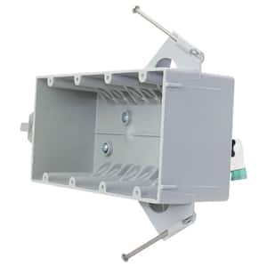 New Work 4-Gang 55 cu. in. Nail-on Electrical Outlet Box and Switch Box with Adjustable Bracket and Wire Clamps, Gray