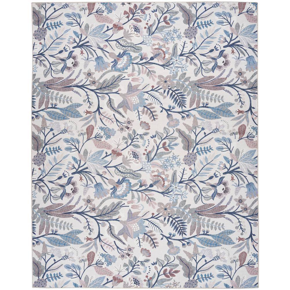 Nourison Washables Ivory Multicolor 9 ft. x 12 ft. Botanical