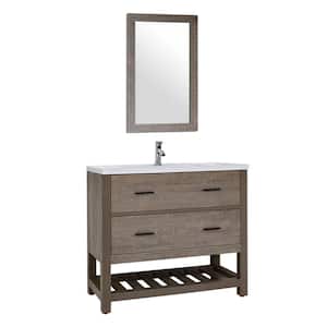 35.8 in. W x 18.3 in. D x 34.9 in. H Single Sink Bathroom Vanity in burlywood with Vanity Top and Mirror