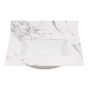 Home Decorators Collection 25 in. W x 22 in. D Engineered Stone Composite White Rectangular Undermount Single Sink Vanity Top in Toscana