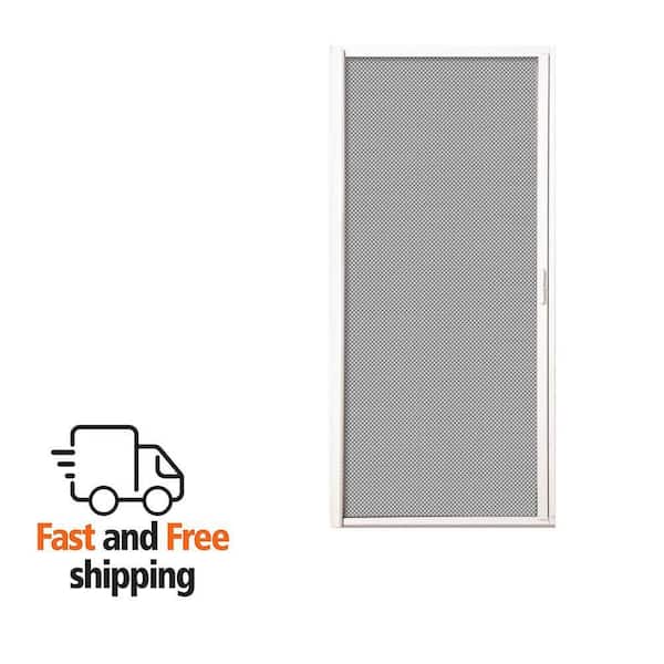 36 in. x 80 in. White Aluminum Inswing Retractable Single Screen Door