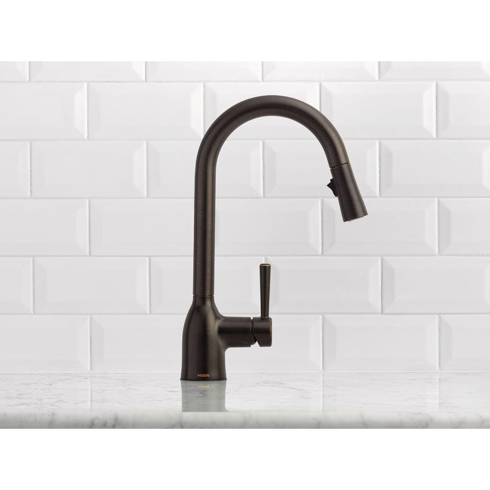 Bronze Transitional Kitchen Faucet with Pull-Out Spray