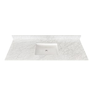 73 in. W x 22 in D Marble White Rectangular Single Sink Vanity Top in Carrara Marble