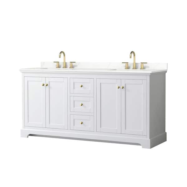 Wyndham Collection Avery 72 in. W x 22 in. D x 35 in. H Double Bath Vanity in White with Giotto Quartz Top