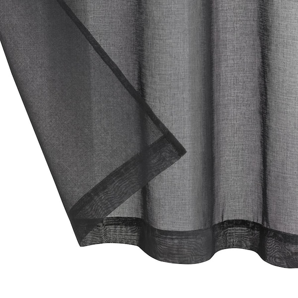 Black Madison Dobby Fabric Squares Lined Tape Top Pencil Pleat Curtains  Pair