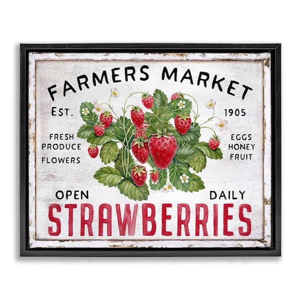 Farmers Market Strawberries by Creatif Belle Black Floater Frame Food Graphic Art Print 17 in. x 21 in.