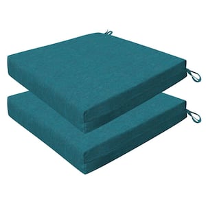 Outdoor 20 in. Square Dining Seat Cushion Textured Solid Teal (Set of 2)