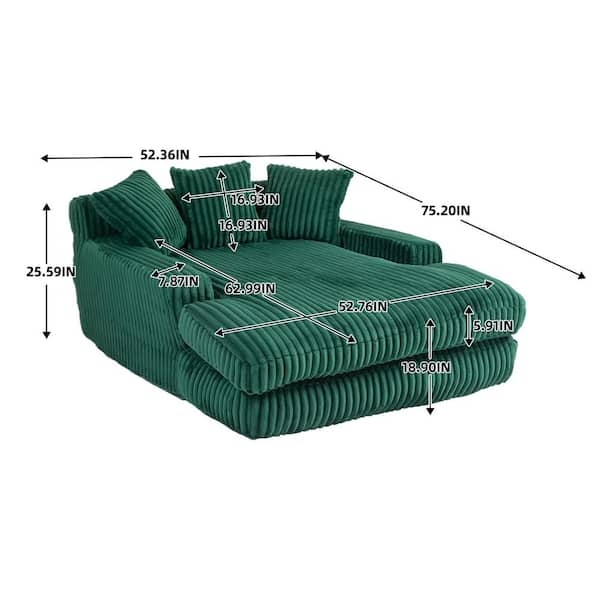 JUJABU 52 in. Emerald Corduroy Polyester 2-Seater Loveseat with 3