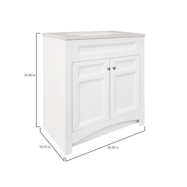 Modular 30-1/2 in. W Bath Vanity in White with Solid Surface Technology Vanity Top in Silver Fox with White Basin