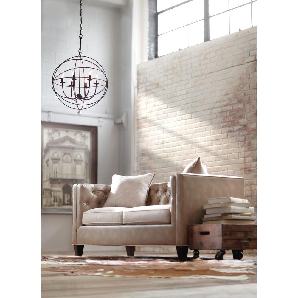 Solaris English Bronze 6-Light Chandelier with Clear Glass Drops