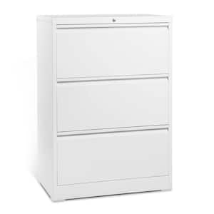 White 3-Drawer Lateral File Cabinet with Lock for Letter/Legal Size Paper