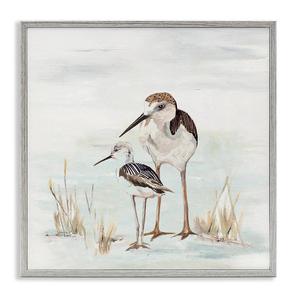 Sandpipers Duo Coastal Beach Bird by Patricia Pinto Gray Framed Giclee Art Print Animal 24 in. x 24 in.