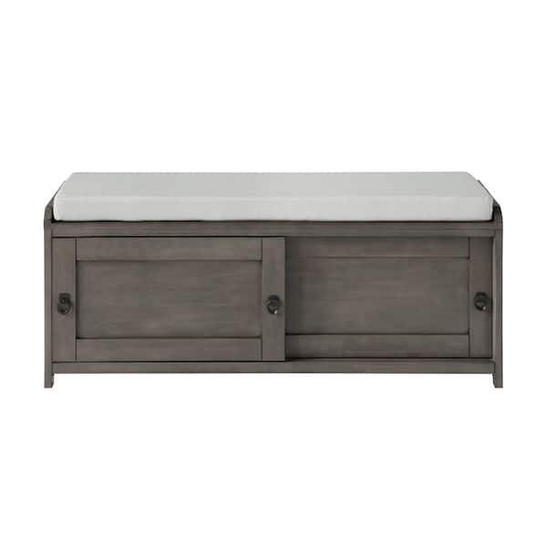 ATHMILE Gray Storage Bench 19.3 in. H x 46.8 in. W x 15.3 in. D