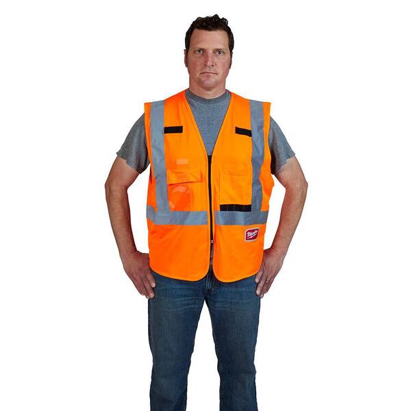 Milwaukee 4X-Large/5X-Large Orange Class 2-High Visibility Safety Vest with 10-Pockets (4-Pack)