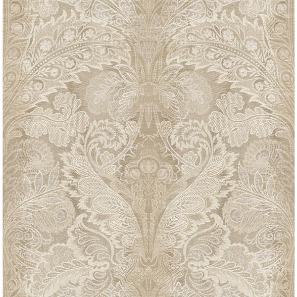 CASA MIA Oriental Damask Beige Paper Non Pasted Strippable Wallpaper Roll (Cover 56.00 sq. ft.)