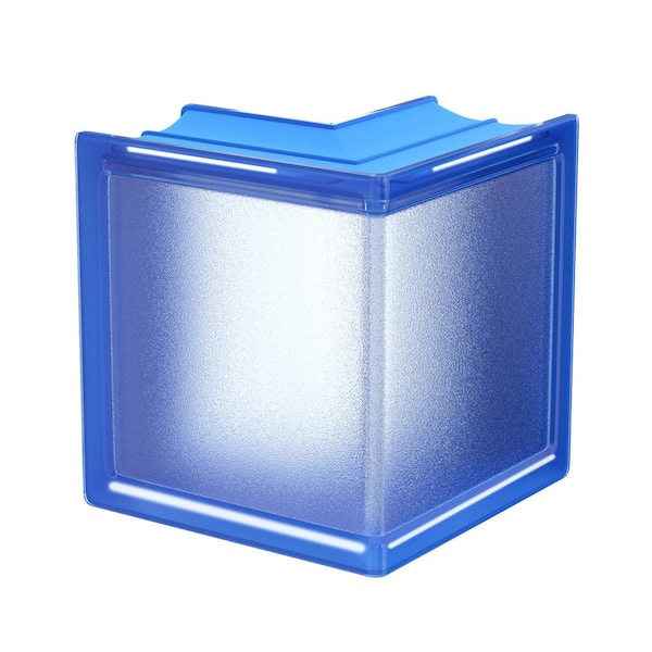 MyMINIGLASS 3 in. Thick Series 6 x 6 x 3 in. Corner (1-Pack) Blueberry Mist Pattern Glass Block (Actual 5.75 x 5.75 x 3.12 in.)