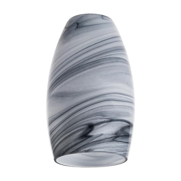 7.75 in Grey Swirl Glass Elongated Oval Shaped Replacement Pendant Shade with 2.25 in. Neckless Fitter