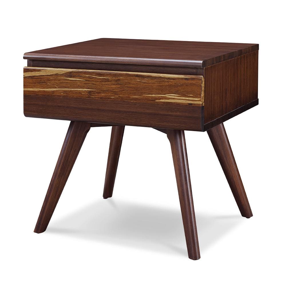 Azara Sable Bamboo Nightstand with Tiger Accent and Drawer