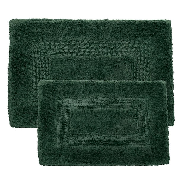 Green 1 ft. 10 in. x 2 ft. 11 in. Cotton 2-Piece Bath Rug Set