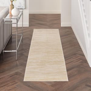 Essentials 2 ft. x 8 ft. Ivory Gold Abstract Contemporary Runner Indoor/Outdoor Area Rug