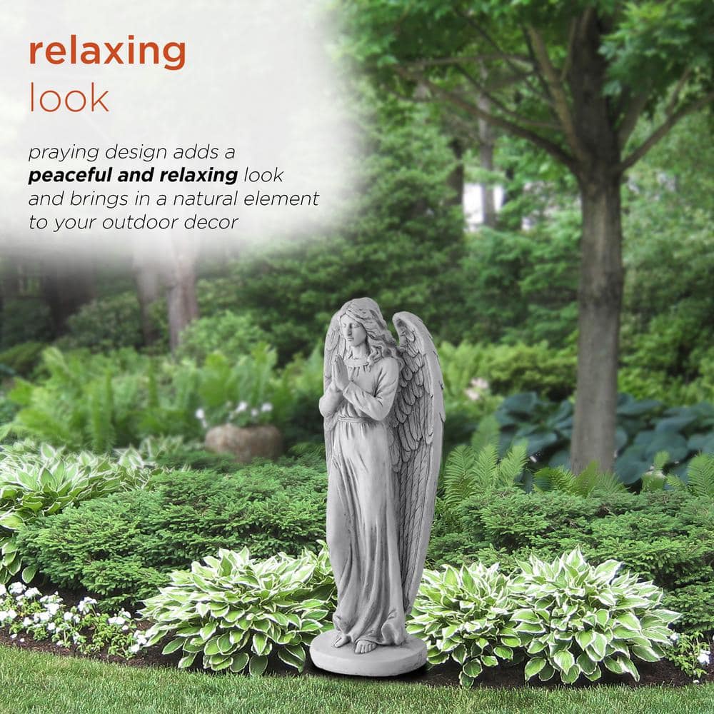 47" Tall Light Gray Praying Angel Polyresin Statue