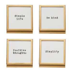 4-Piece Metal And Glass Framed with Easel And Saying Art Print 3.12 in. 3.12 in.