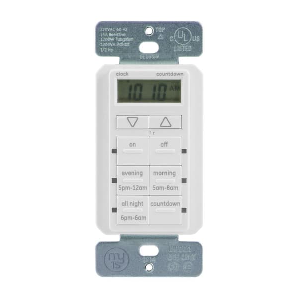 myTouchSmart TouchSmart 15 Amp 6-Presets and 24-Hourly Settings In-Wall Digital Timer, White
