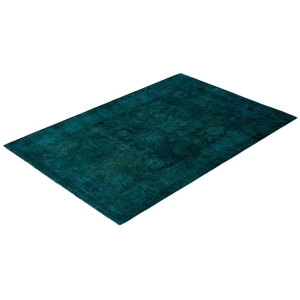 Fine Vibrance Green 4 ft. x 6 ft. Solid Wool Indoor Area Rug