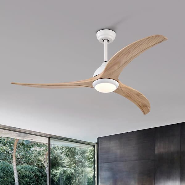 52 in. Matte White Ceiling Fan, Indoor Outdoor Ceiling Fan with Light with Remote Control, Noiseless Reversible Motor