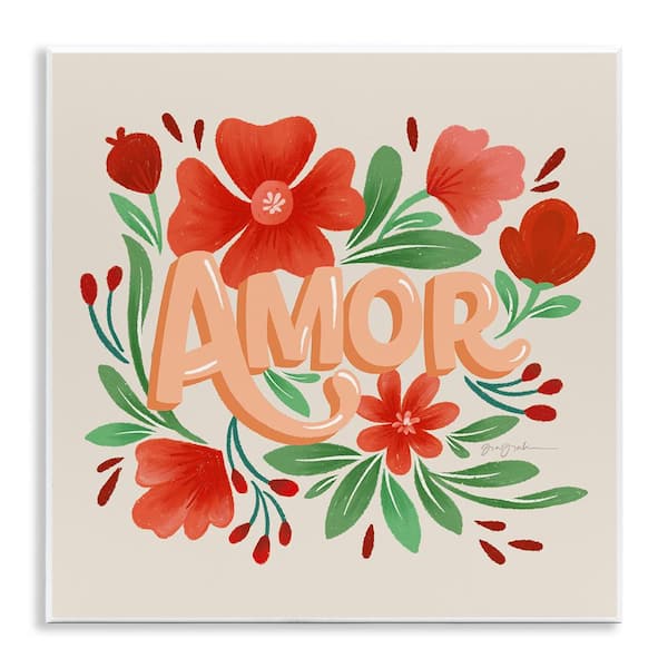Stupell Industries Amor with Red Flowers by Gia Graham Unframed Wall Plaque Nature Graphic Art Print 12 in. x 12 in.