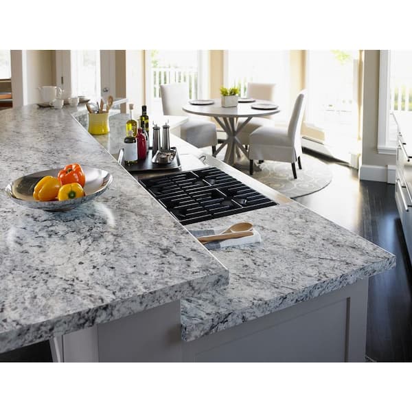 4 ft. x 8 ft. Laminate Sheet in White Ice Granite with Matte Finish