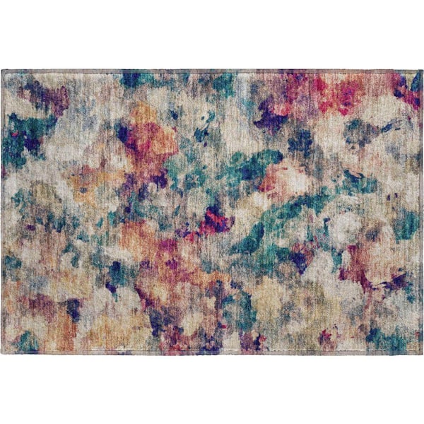 Mayfield Premium Machine Washable Abstract AMF2203 Putty 2 ft. x 3 ft. Accent Rug