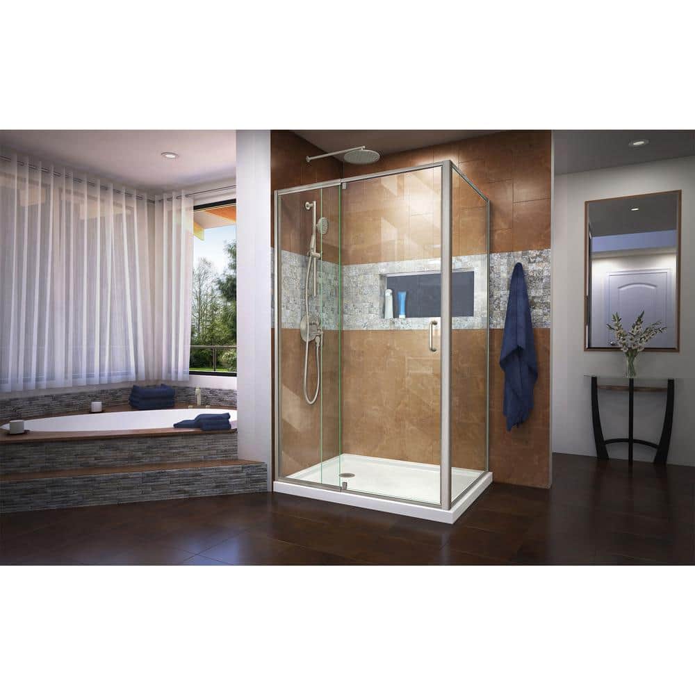 Flex 48" x 36" Chrome Semi-Frameless Pivot Shower Enclosure