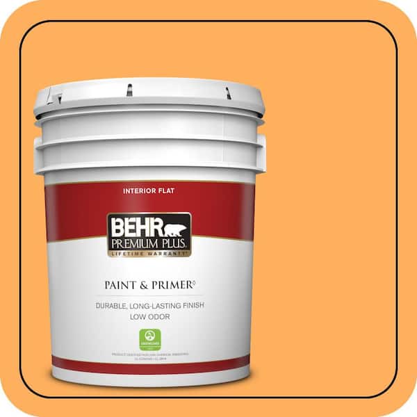 BEHR PREMIUM PLUS 5 gal. #280B-5 Vintage Orange Flat Low Odor Interior Paint & Primer