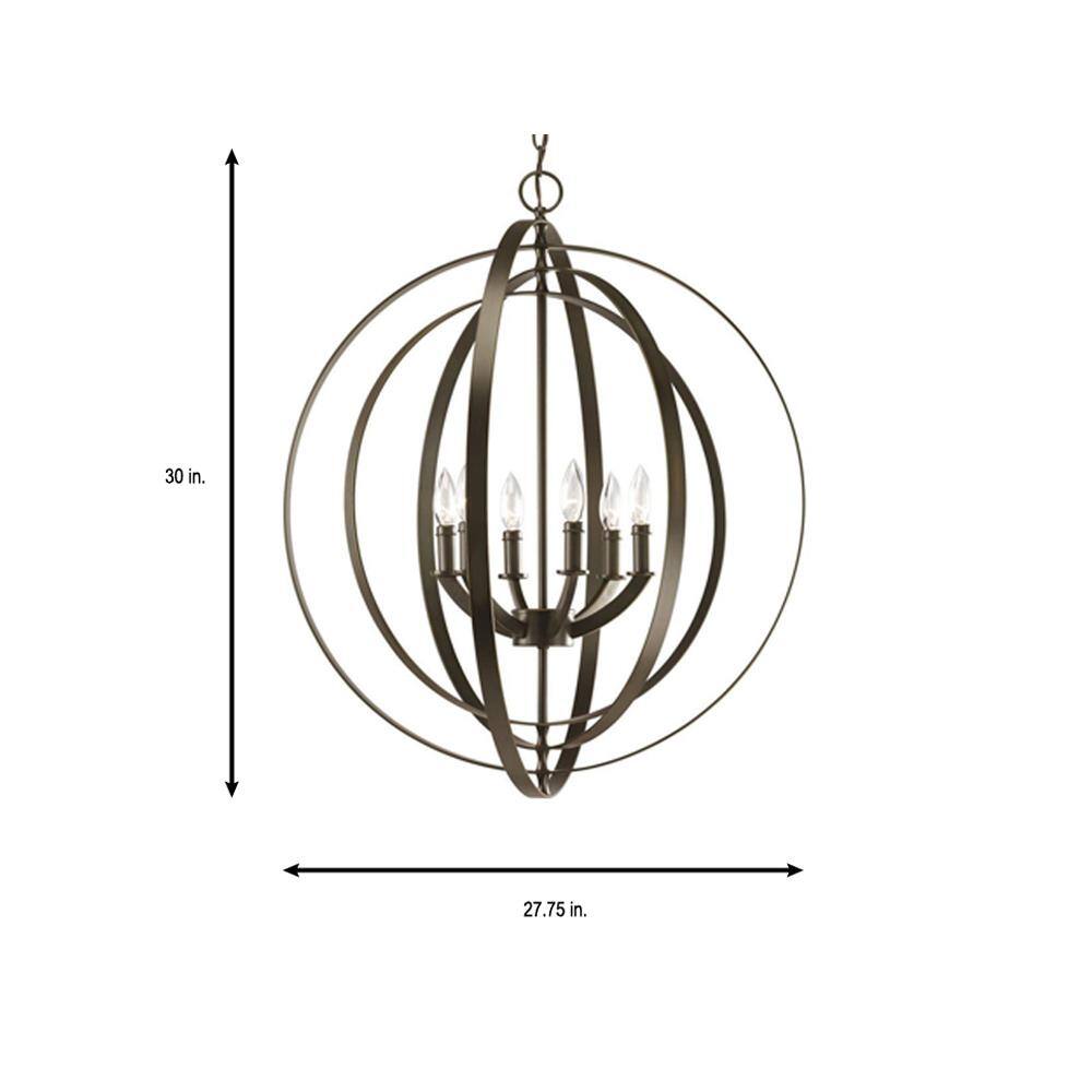 Antique Bronze 6-Light Taper Candle Chandelier