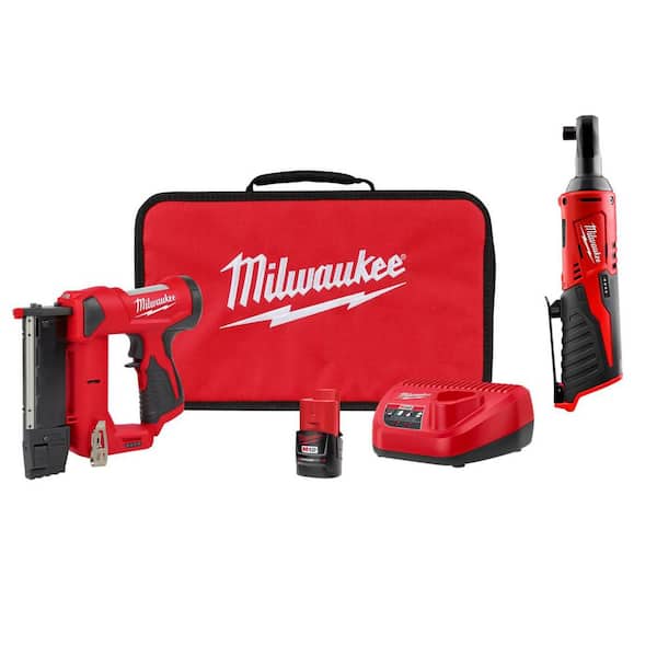 M12 12-Volt 23-Gauge Lithium-Ion Cordless Pin Nailer Kit with 1.5 Ah Battery, Charger, Tool Bag, and Ratchet