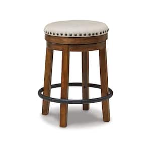 24 in. Brown, Beige and Black Backless Metal Frame Counter stool with Fabric Seat