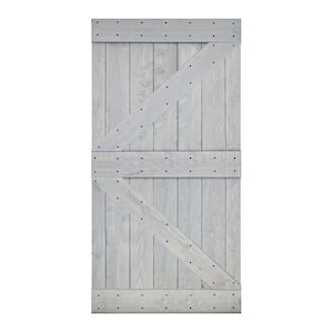 K Style 42 in. x 84 in. French Gray Finished Solid Wood Sliding Barn Door Slab - Hardware Kit Not Included