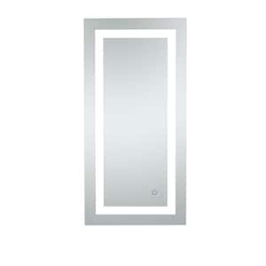 Timeless 18 in. W x 36 in. H Framed Rectangular LED Light Bathroom Vanity Mirror in Silver