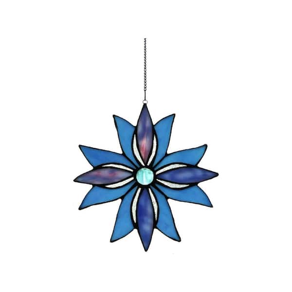 Blue Flower Sun Catcher Stained Glass Art Glass Window