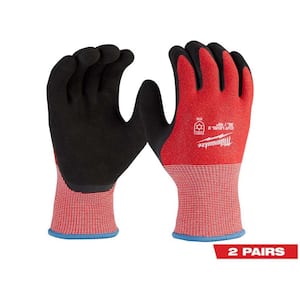 X-Large Red Latex Level 2 Cut Resistant Insulated Winter Dipped Work Gloves (2-Pack)