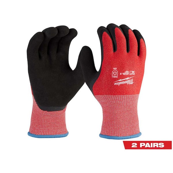 Milwaukee X-Large Red Latex Level 2 Cut Resistant Insulated Winter Dipped Work Gloves (2-Pack)