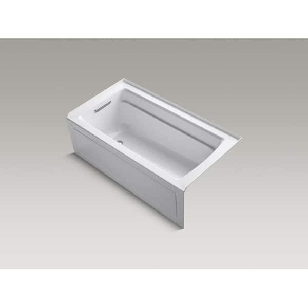 Archer 60 in. Left-Hand Drain Rectangular Apron Front Air Bath Bathtub with Bask Heated Surface in White