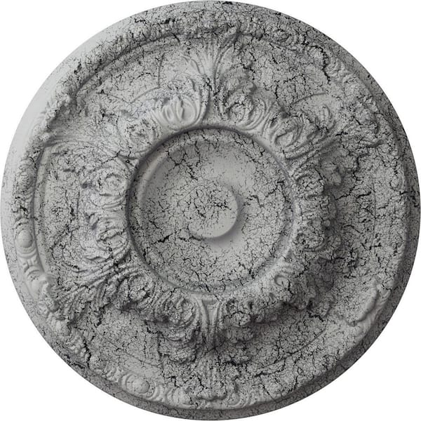Ekena Millwork 1-1/2 in. x 19 in. x 19 in. Polyurethane Granada Ceiling Medallion, Ultra Pure White Crackle