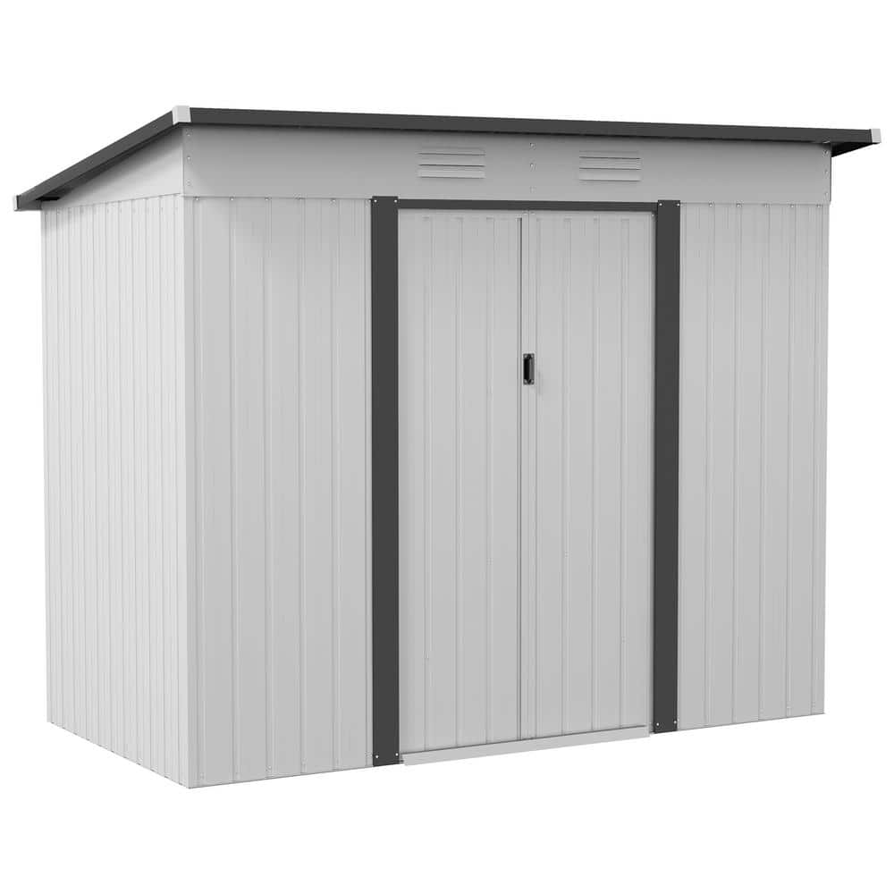 Have A Question About Outsunny 4 Ft W X 8 Ft D White Metal Lean To Garden Shed With Locking