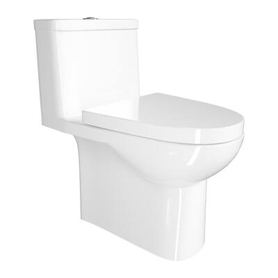 12 in. Rough-in 1-piece 1.1/ 1.6 GPF Dual Flush Elongated Toilet in White with Comfort Seat Height, Seat Included