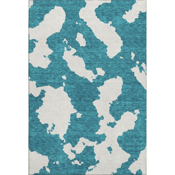 Addison Rugs Mayfield Premium Machine Washable Abstract AMF975 Teal 9 ft. x 12 ft. Area Rug