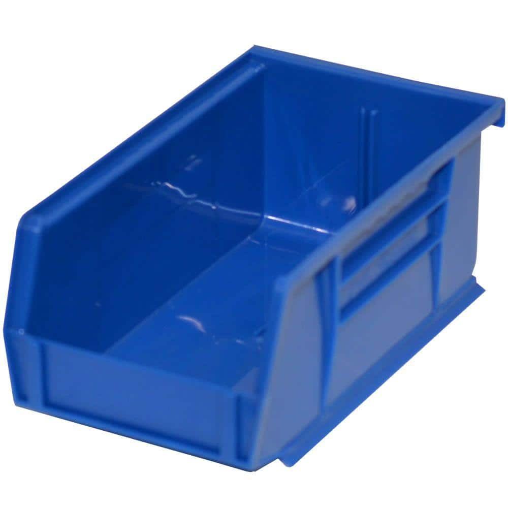 Storage Concepts 4-1/8 in. W x 7-3/8 in. D x 3 in. H Stackable Plastic  Storage Bin in Blue (24-Pack) QTB220-24 - The Home Depot